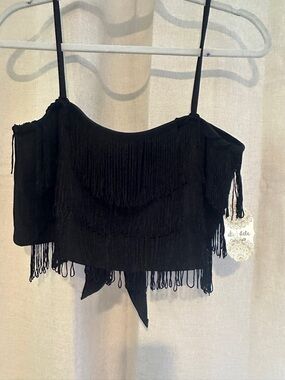 Altar'd State Black Fringe Crop Top
